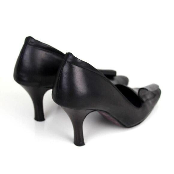 VTG Lisa Nadin BLACK GENUINE LEATHER 2.5" HEEL POINTED TOE CLASSIC SHOES Sz 36/6 - Picture 5 of 13